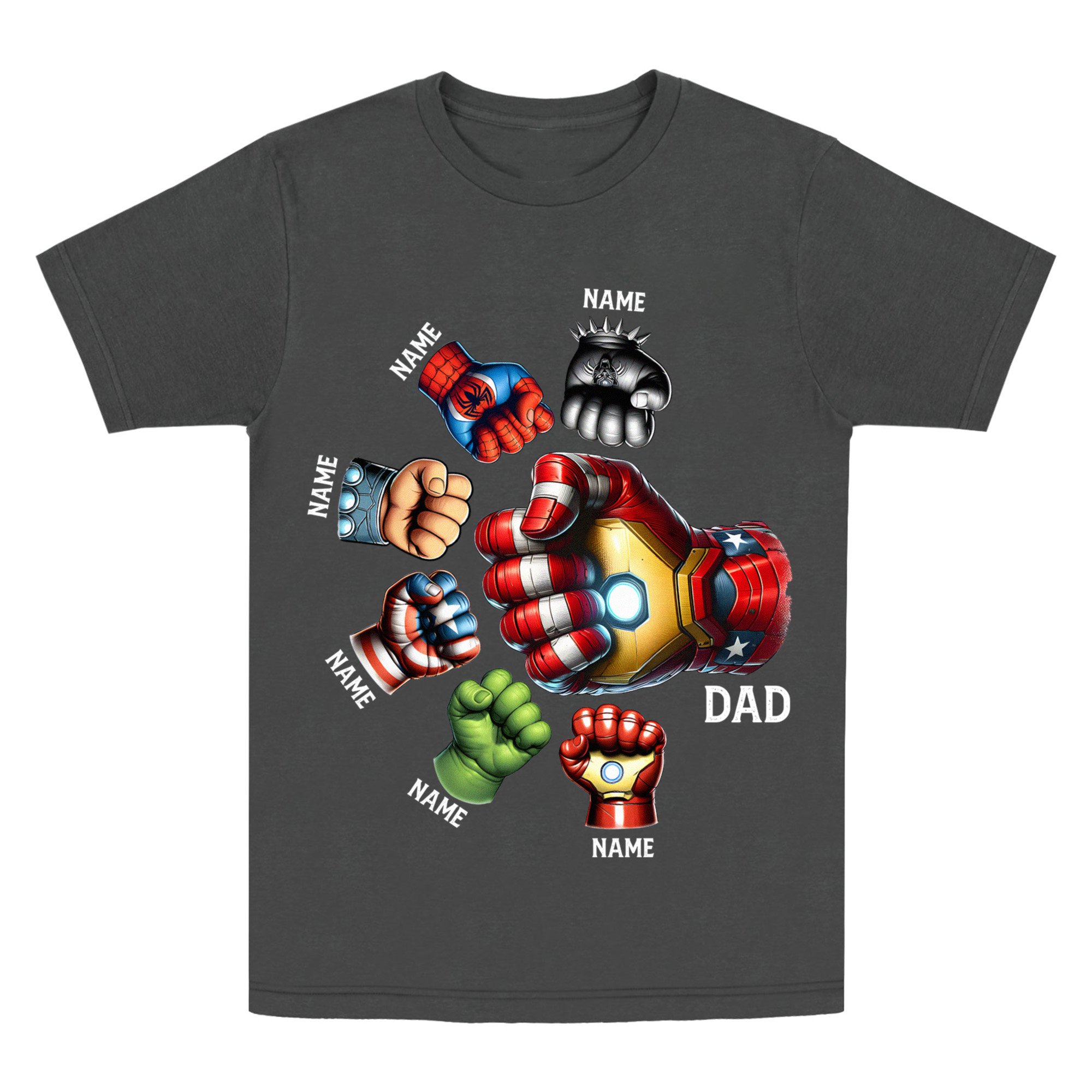 Superhero Dad Fist Bump Shirt, Custom Father's Day Gift from Kids, Personalized Marvel Hero Dad Tee, Matching Family Avengers Shirt, Dad and Kids Superpower Shirt, Trendy T-Shirts