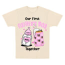 Our First Father's Day Together Shirt, Custom Baby Bottle and Beer Can Tee with Name and Photo, Personalized Gift for New Dads, Cute First Father’s Day T-Shirt, Trendy T-Shirts