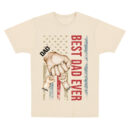 Best Dad Ever Fist Bump Shirt, Custom Father’s Day Gift from Kids, Patriotic American Flag Dad Shirt, Personalized Daddy and Children Matching Shirt