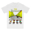 The Beagles Abbey Road Dog Shirt, Custom Cartoon Dog Band T-Shirt with Pet Names, Funny Beatles Parody Pet Lover Tee, Personalized Dog Dad Mom Gift, Trendy T-Shirts