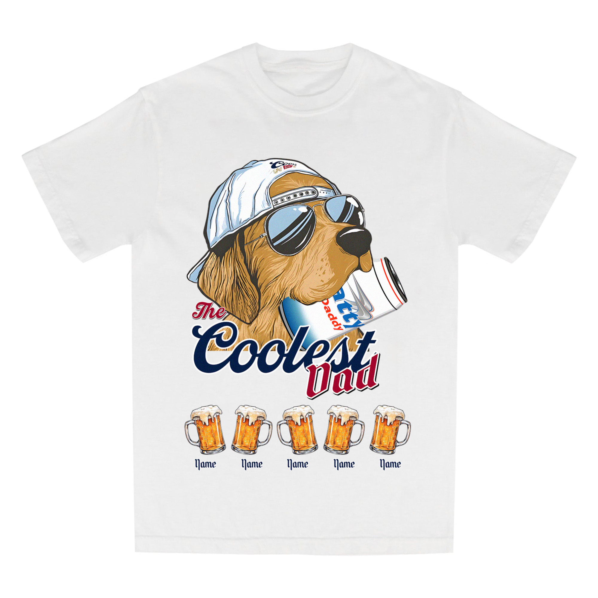 The Coolest Dad Shirt, Custom Dog With Beer Can Tee, Funny Father's Day Shirt For Beer-Loving Dads, Trendy Dog Dad Shirt, Personalized Gift For Dad