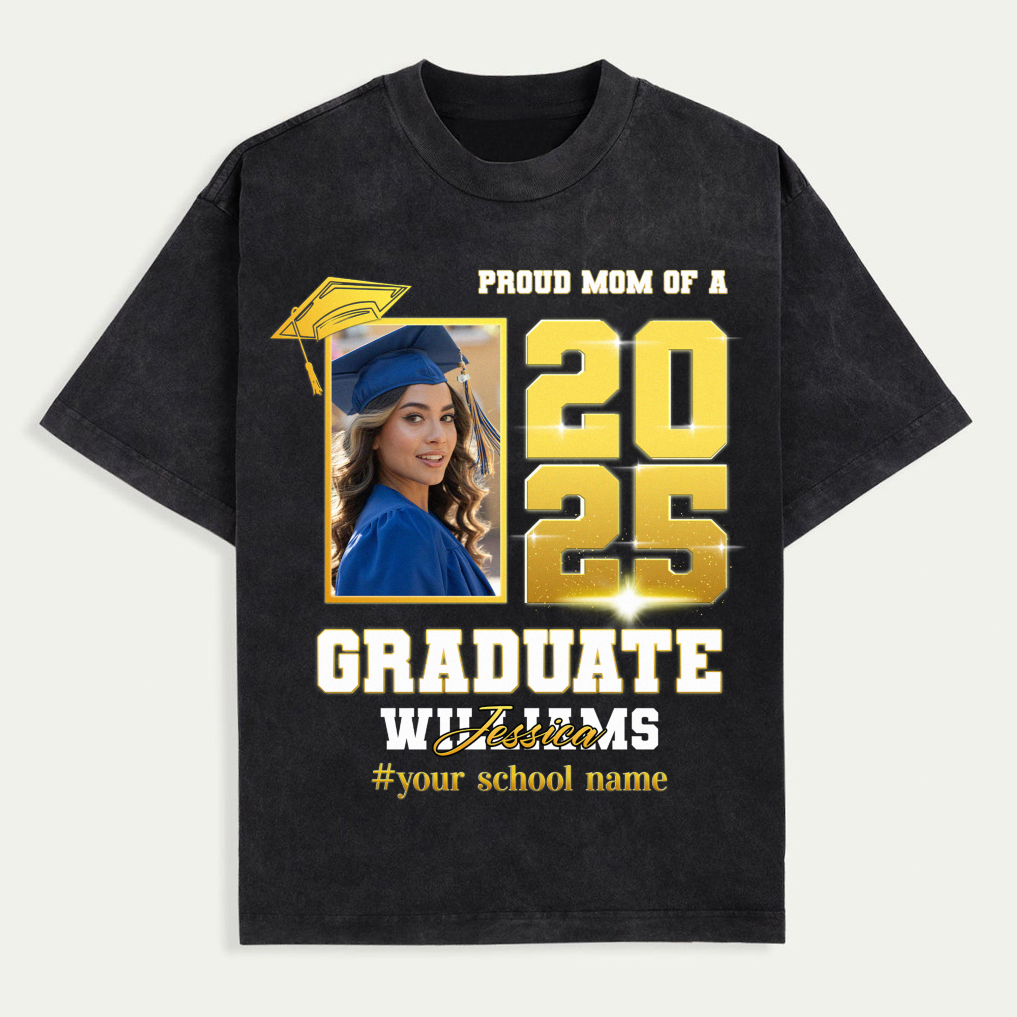 Proud Mom of a 2025 Graduate Shirt, Custom Photo Graduation Shirt for Women, Personalized Senior Class Gift, Matching Family Graduation Tee, Trendy T-Shirts