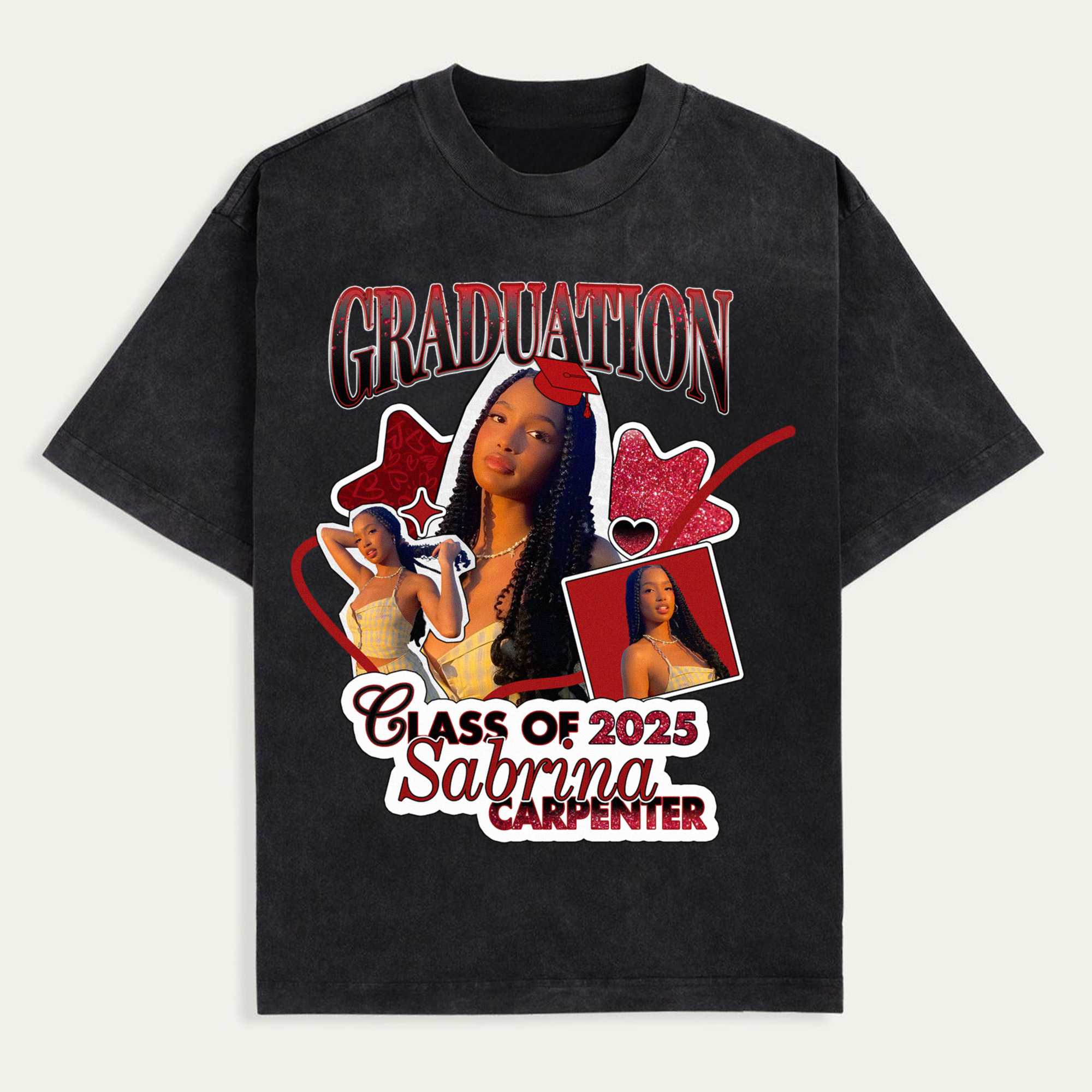 Trendy Custom Photo Graduate T-Shirt, Happy Graduation 2025 Tee, Class of 2025 Shirt, Personalized Glitter Graduation Shirt, Gift For Girls, Boys