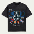 Best Dad Ever Superhero Fist Bump Shirt, Custom Father's Day Gift from Kids, Personalized Hero Dad Shirt with Children’s Names, Marvel DC Mashup Design, Trendy T-Shirts