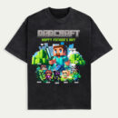 Personalized DadCraft with Kids Shirt, Happy Father’s Day Gift Tee, Gamer Dad T-Shirt, Cartoon Dad Shirt, Dad Video Game Movie Tee