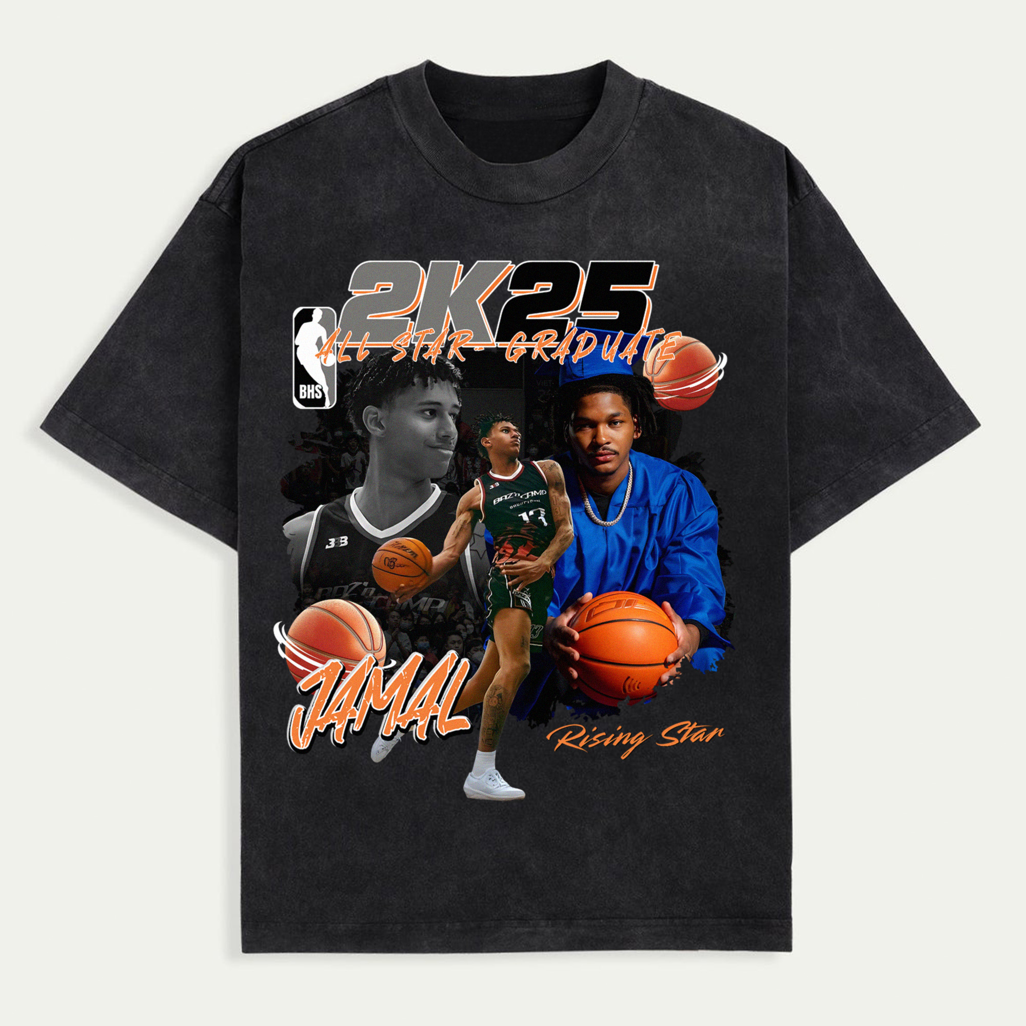 2K25 All-Star Graduate Shirt, Custom Basketball Graduation T-Shirt with Name and Photos, Class of 2025 Senior Gift for Him, Athlete Graduation Tee, Trendy T-Shirts