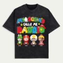 My Squad Calls Me Daddio Shirt, Custom Father's Day T-Shirt with Kids' Faces in Mario Costumes, Personalized Gamer Dad Gift, Funny Nintendo-Themed Dad Tee, Unisex Trendy T-Shirts