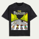 The Beagles Abbey Road Dog Shirt, Custom Cartoon Dog Band T-Shirt with Pet Names, Funny Beatles Parody Pet Lover Tee, Personalized Dog Dad Mom Gift, Trendy T-Shirts