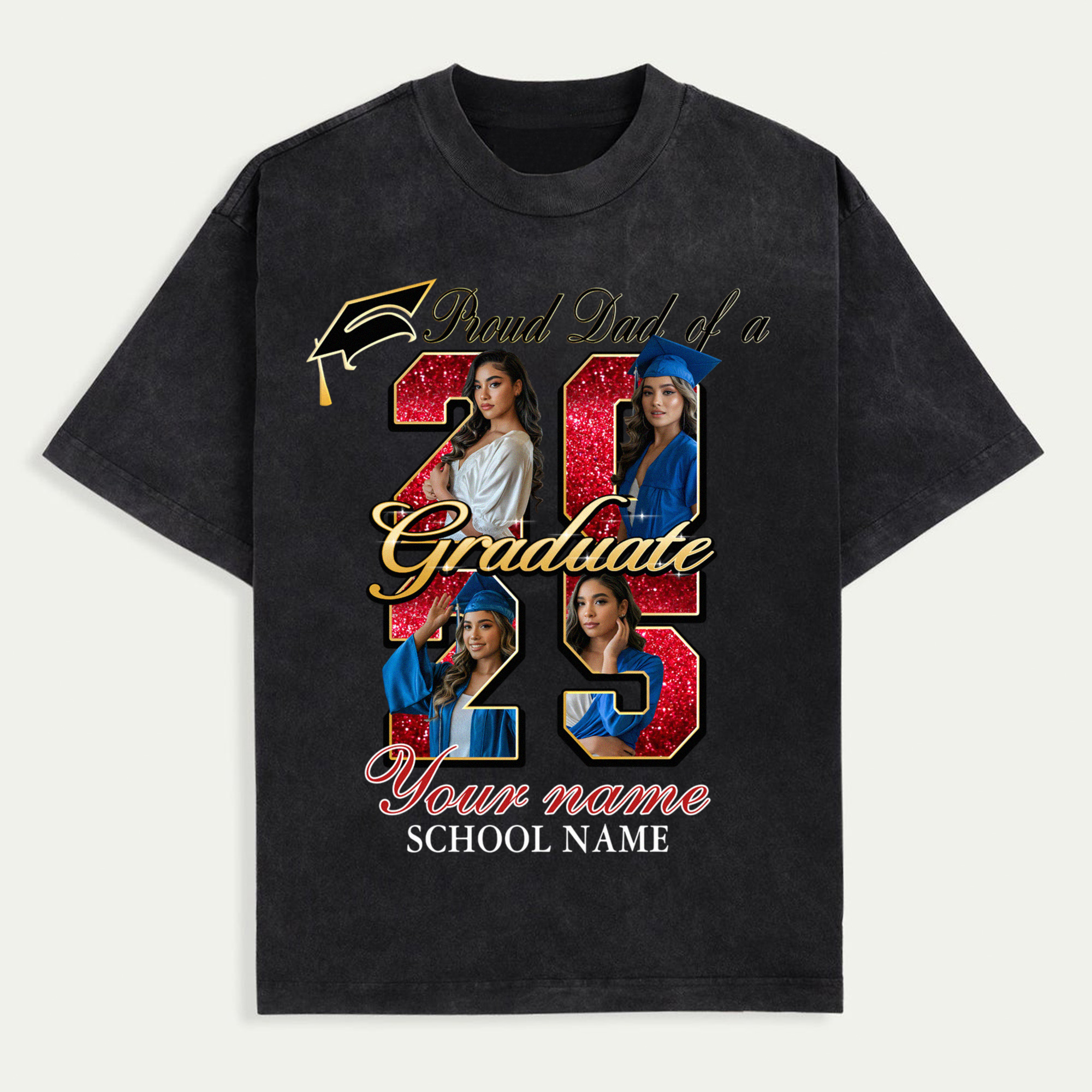 Proud Dad/ Mom of a 2025 Graduate Shirt, Custom Photo Graduation Shirt for Parent, Senior Class Keepsake, Personalized Gift for Dad, Shirt for Women, Trendy T-Shirts