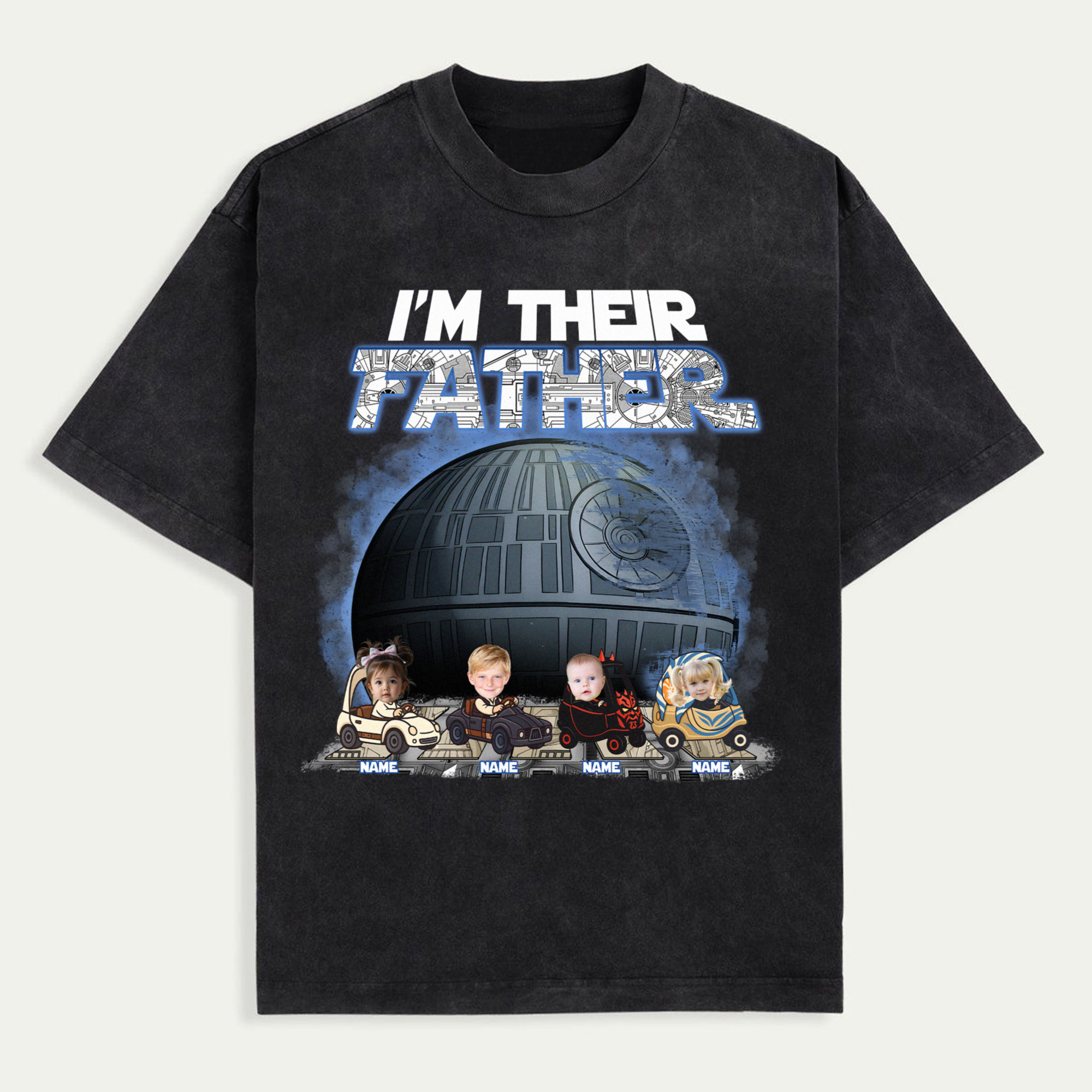 I’m Their Father Shirt, Custom Star Wars Dad T-Shirt with Kids’ Faces, Funny Darth Vader Parody Gift for Father’s Day, Personalized Galaxy Dad Tee, Trendy T-Shirts