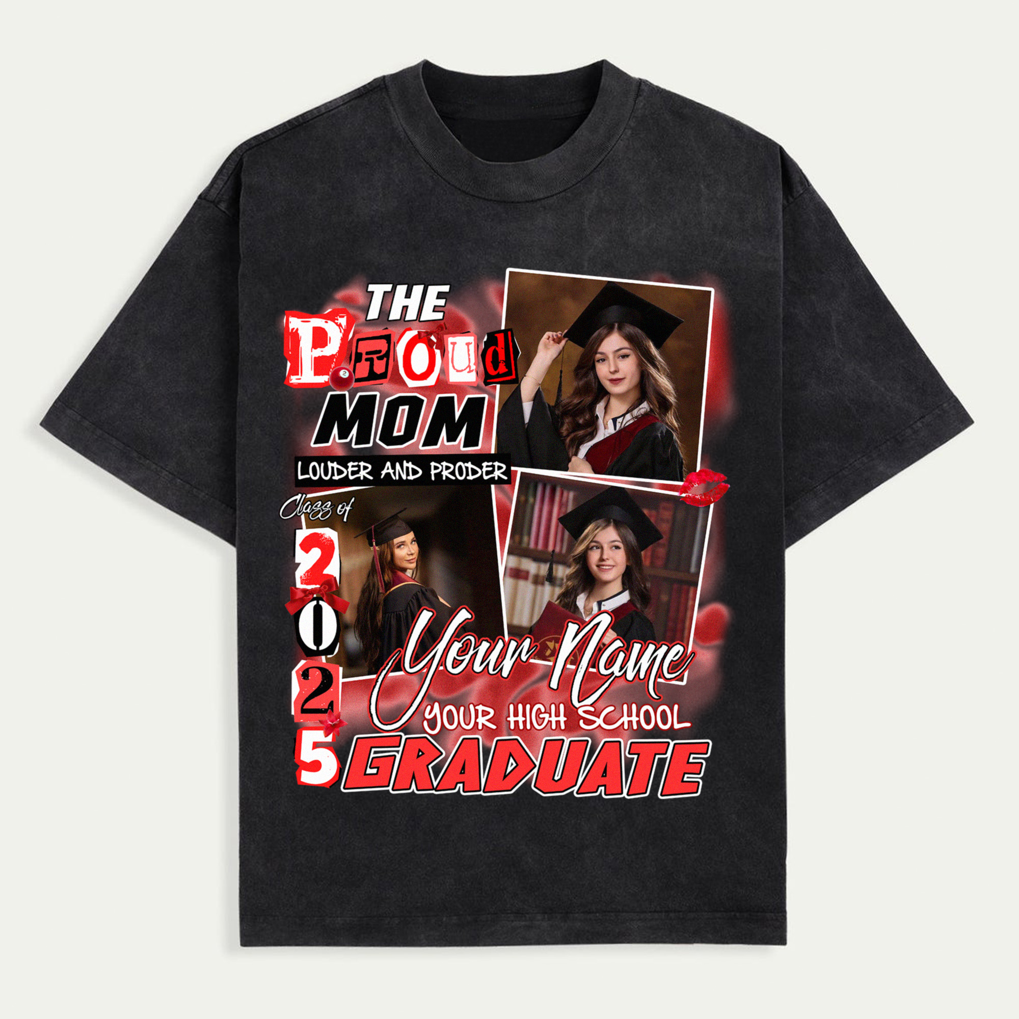 Custom Proud Mom Graduation Shirt, Class of 2025 Senior Photo Tee, Personalized High School Graduate Gift