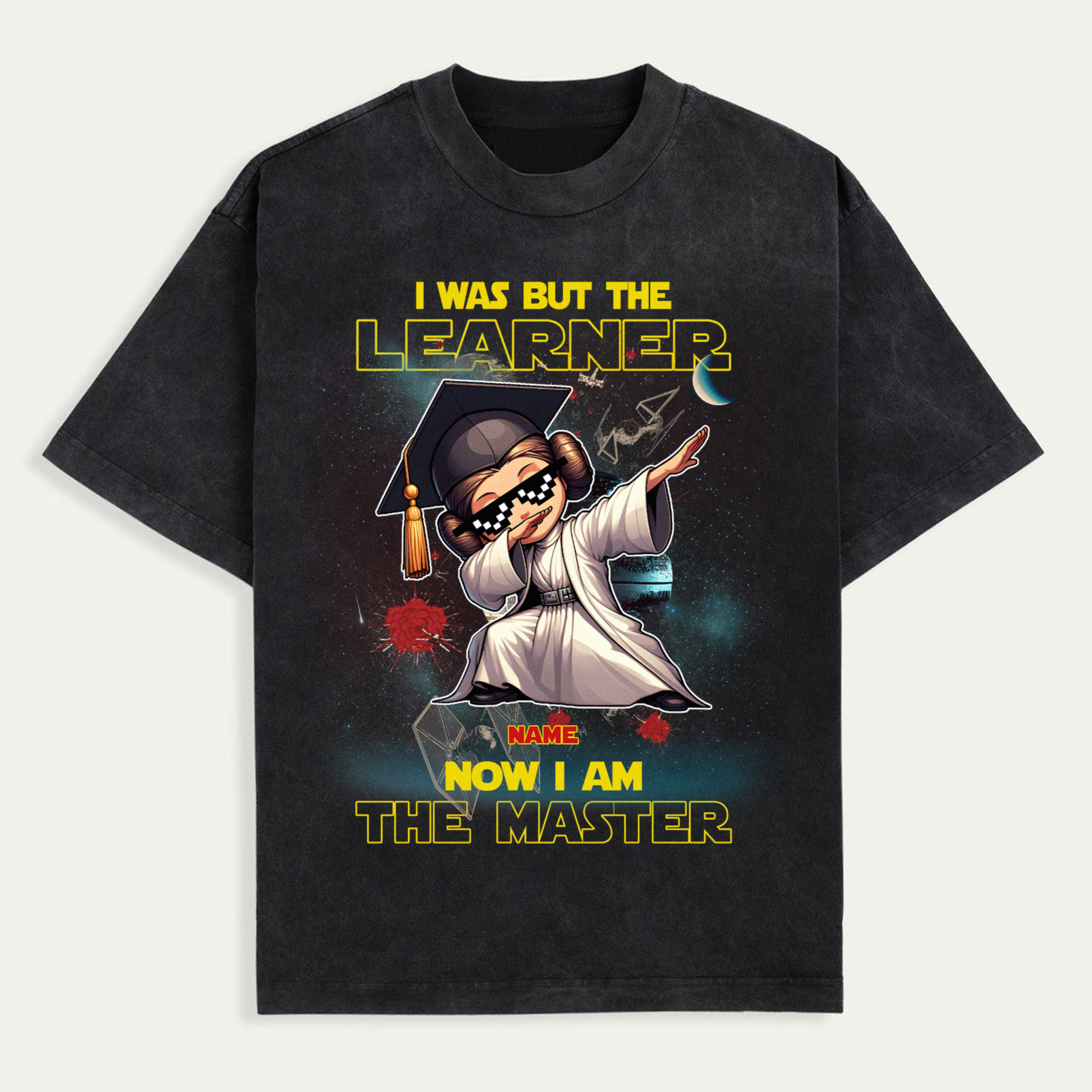 I Was But The Learner Now I Am The Master Shirt, Funny Star Wars Graduation Shirt, Darth Sith Graduate Tee, Custom Name Graduation Gift, Shirt For Men, Trendy Graduation T-Shirt