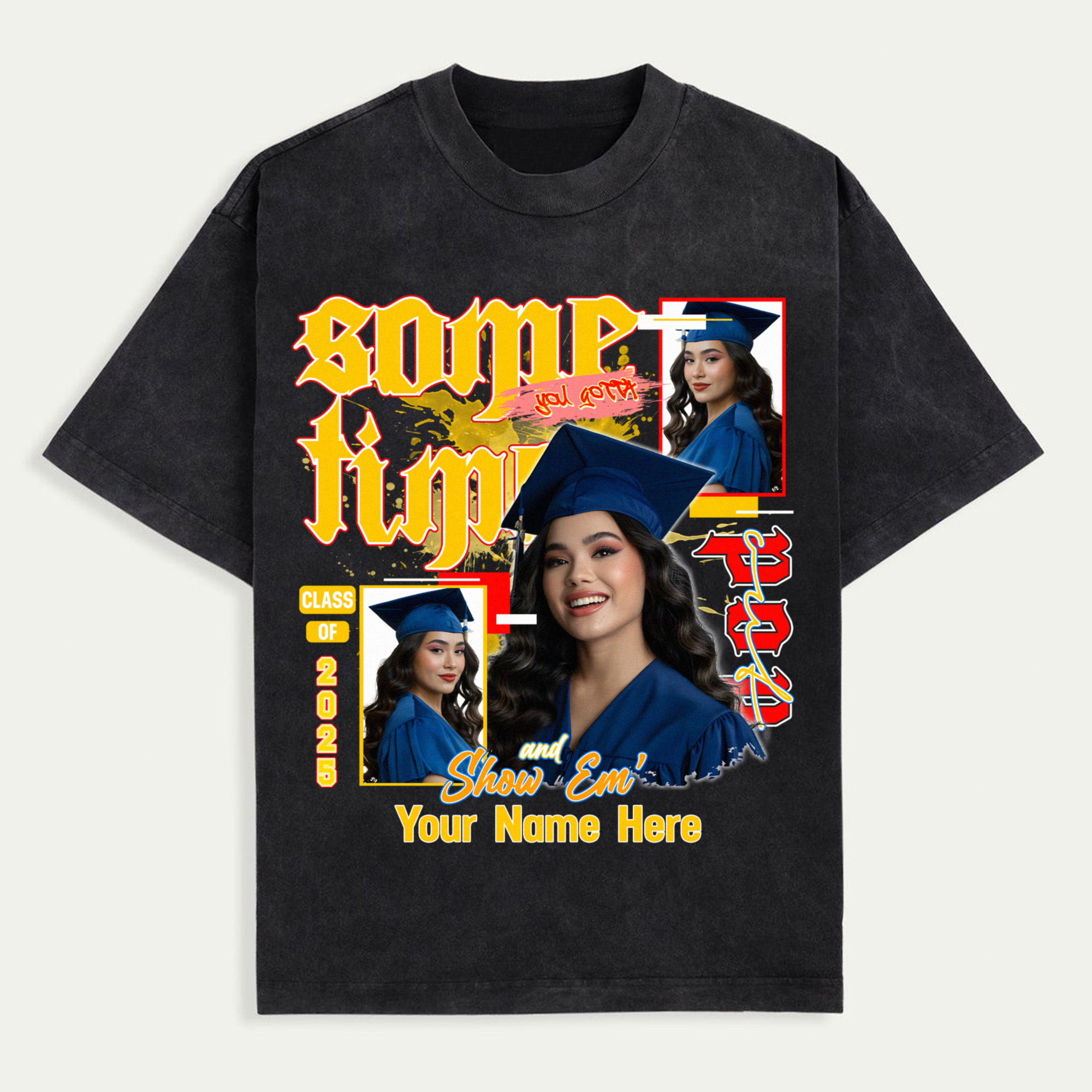 Custom Graffiti Graduation Shirt, Class of 2025 Senior Girl Tee, Trendy Hip-Hop Style Graduation Shirt, Personalized Grad Gift With Photo And Name