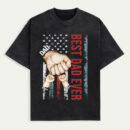 Best Dad Ever Fist Bump Shirt, Custom Father’s Day Gift from Kids, Patriotic American Flag Dad Shirt, Personalized Daddy and Children Matching Shirt