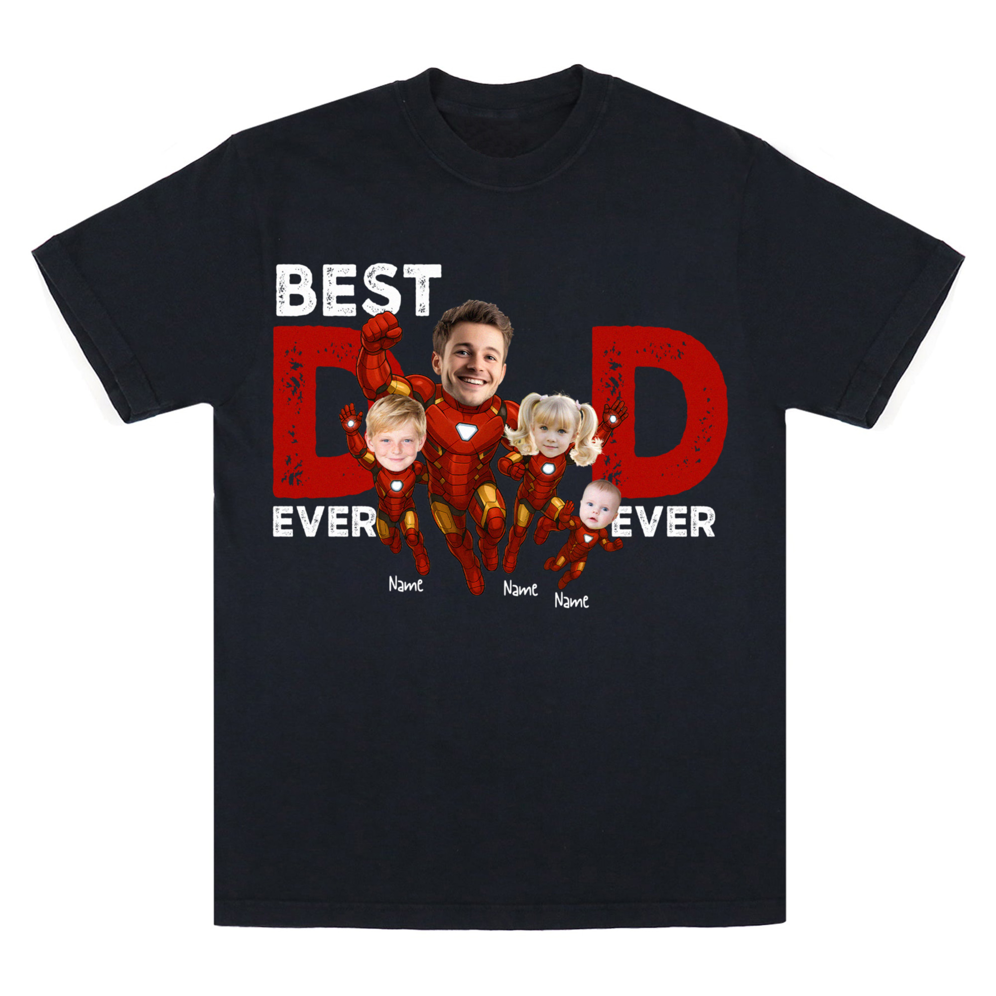 Best Dad Ever Superhero Shirt, Custom Father's Day T-Shirt with Dad and Kids Faces, Personalized Captain Dad Gift from Children, Matching Family Hero Tee, Comfort Colors, Girl, Top, Oversized Shirt, Shirt for Women, Trendy T-Shirts