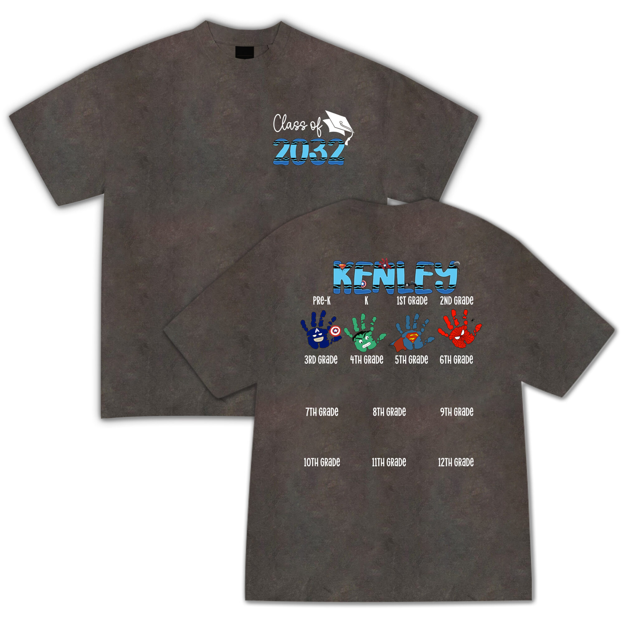 Custom Graduation Handprint Shirt, Class of 2032 School Years Keepsake Tee for Kids, Personalized Gift For Kids, Trendy T-Shirts - Hình ảnh 4