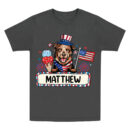 4th Of July Custom Dog Shirt, Patriotic Pup With Name & Fireworks, Patriotic Kids T-Shirt, Personalized 4th Of July Kids Name Shirt, 4th Of July Coquette Bow T-Shirt