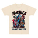 Horror 4th of July Family Matching Shirts, America Killing It Since 1776 T-Shirt, Personalized Patriotic Horror Character Shirt, Independence Day Family Outfit