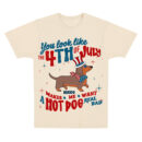 Happy 4th July Red White Dog Personalized T-Shirt, You Look Like the 4th of July T-Shirt, Retro America Hot Dog Shirt, Brushstroke 4th July T-Shirt