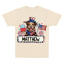 4th Of July Custom Dog Shirt, Patriotic Pup With Name & Fireworks, Patriotic Kids T-Shirt, Personalized 4th Of July Kids Name Shirt, 4th Of July Coquette Bow T-Shirt