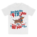 Happy 4th July Red White Dog Personalized T-Shirt, You Look Like the 4th of July T-Shirt, Retro America Hot Dog Shirt, Brushstroke 4th July T-Shirt