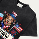 4th Of July Custom Dog Shirt, Patriotic Pup With Name & Fireworks, Patriotic Kids T-Shirt, Personalized 4th Of July Kids Name Shirt, 4th Of July Coquette Bow T-Shirt