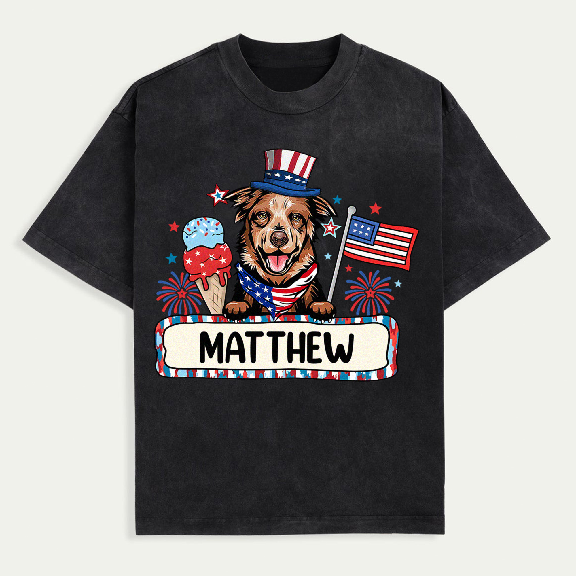 4th Of July Custom Dog Shirt, Patriotic Pup With Name & Fireworks, Patriotic Kids T-Shirt, Personalized 4th Of July Kids Name Shirt, 4th Of July Coquette Bow T-Shirt