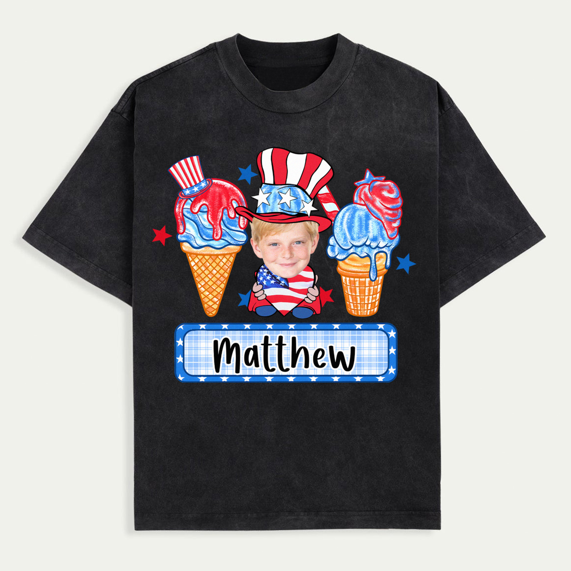 Personalized Boy Girl 4th Of July Kids T-Shirt, Boy Girl America Tee, Patriotic Fireworks Shirt, Red White Blue Shirt, Custom 4th Of July Name Shirt