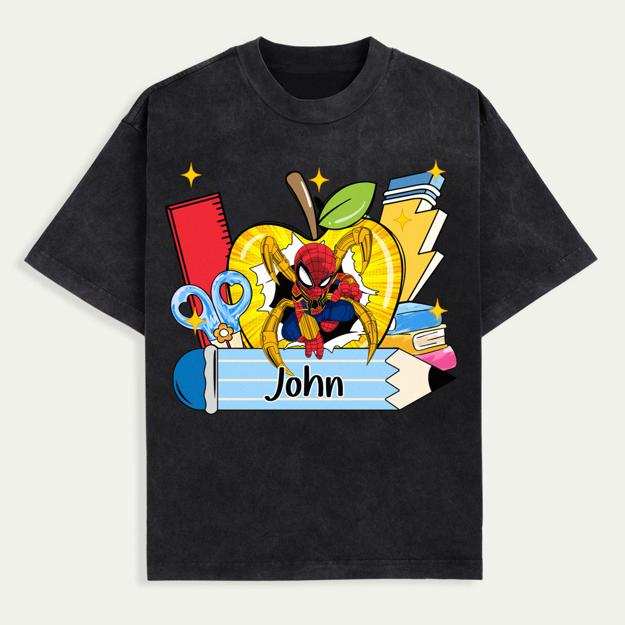 Personalized Cartoon Superhero Tee, Back To School Shirt, Funny Kids Cartoon T-Shirt, Cartoon Friends Shirt, Back To School Cartoon T-Shirt