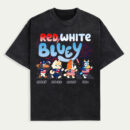 Red, White & Bluey Personalized Shirt, 4th of July Custom Family Shirt, Funny Patriotic Png, Kids 4th Of July png, Cartoon Character Custom Tee
