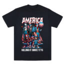 Horror 4th of July Family Matching Shirts, America Killing It Since 1776 T-Shirt, Personalized Patriotic Horror Character Shirt, Independence Day Family Outfit