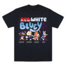 Red, White & Bluey Personalized Shirt, 4th of July Custom Family Shirt, Funny Patriotic Png, Kids 4th Of July png, Cartoon Character Custom Tee