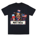 4th Of July Custom Dog Shirt, Patriotic Pup With Name & Fireworks, Patriotic Kids T-Shirt, Personalized 4th Of July Kids Name Shirt, 4th Of July Coquette Bow T-Shirt