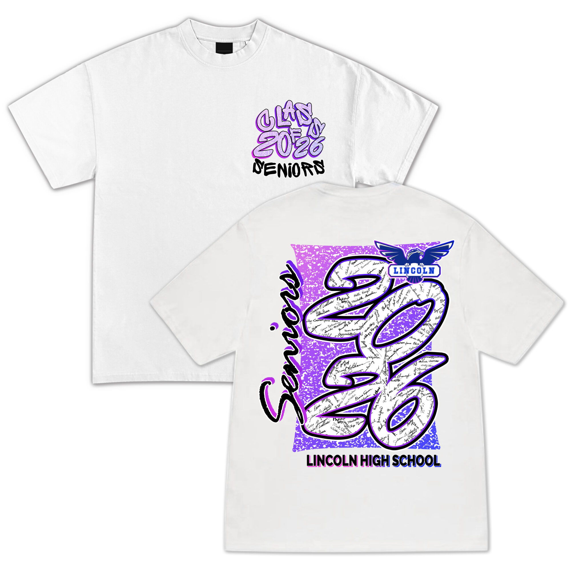 Class of 2026 Senior Custom Shirt, Custom Back Design Shirt for Seniors, High School Shirt, Custom Image Tee